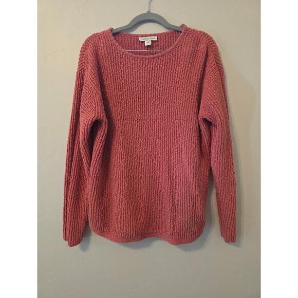 Coldwater Creek Sweaters - 🌸 Coldwater Creek Textured Knit Sweater Women’s Large Pink Cotton Cottagecore